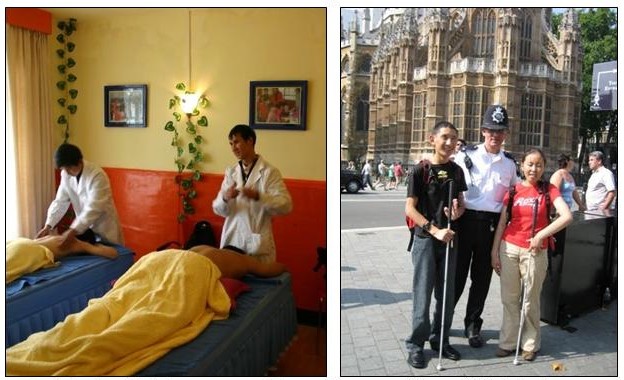 Massage clinic and students in London